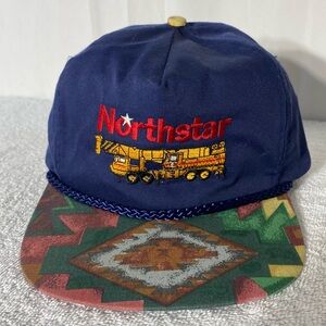 Vintage Blue Embroidered Northstar Southwestern Print Trucker Hat